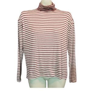 PST Red & White Stripe Turtleneck Size Small